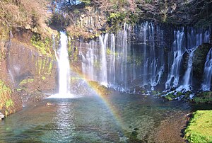 虹と白糸の滝（静岡県）