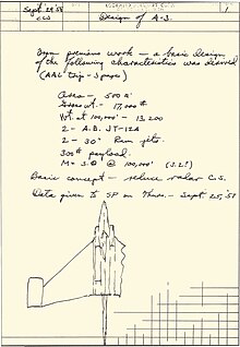 A design of the Lockheed A-3 (Mach 3 ramjet), sketch from Johnson's notebook