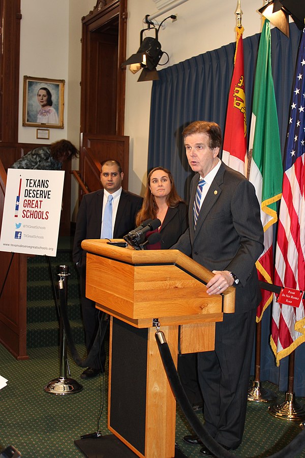 Patrick at a 2013 press conference on education