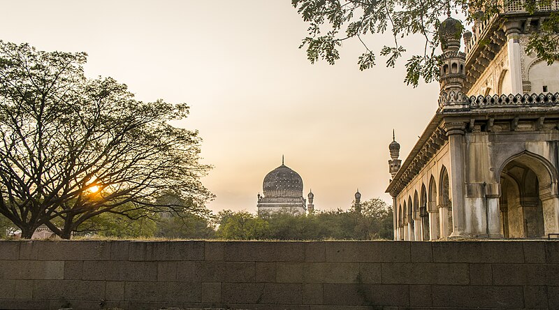 File:Sunset at qutb shahi tombs.jpg