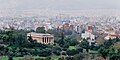 Parthenon, Athenian Acropolis (view from above), Athens cityscape. Athens, Greece. [Not the Parthenon; appears to be the Temple of Hephaestus in the Athenian Agora]