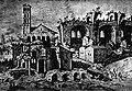 De tempel van Romulus op een tekening uit 1550