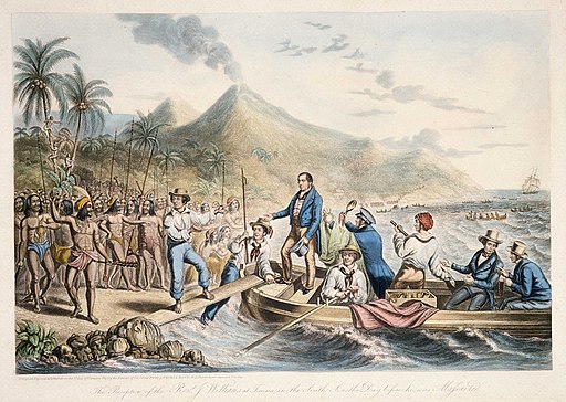 The Reception of the Rev. J. Williams, at Tanna, in the South Seas, the Day Before He Was Massacred, 1841 (B-088-015)