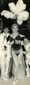 Travesti performers—including Malva Solís (left)—during the Buenos Aires Carnival, c. 1960.