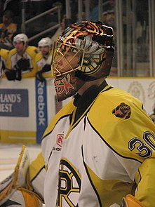 Rask with the Providence Bruins during the 2008–09 AHL season.