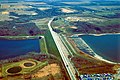 Barrier Dam, the second dam impounding Saylorville Lake. View is to the southeast.