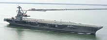 Gerald R. Ford arrived at Naval Station Norfolk after seven days of builders trials in April 2017. USS Gerald R. Ford (CVN-78) arrives at Naval Station Norfolk on 14 April 2017 (cropped).JPG