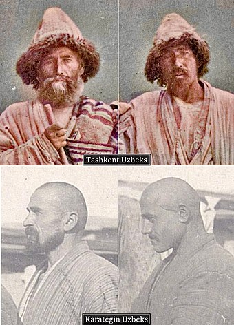 Photographs of Uzbek from Afghanistan in 1924 and Tashkent in 1872.