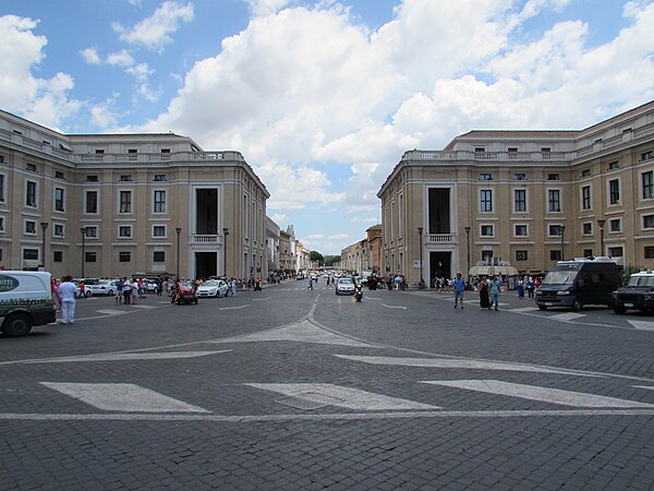 Palazzo delle Congregazioni in Piazza Pio XII (in front of St. Peter's Square) is the workplace for most congregations of the Roman Curia