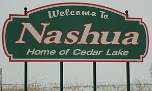 Segno di benvenuto Nashua, Iowa.JPG