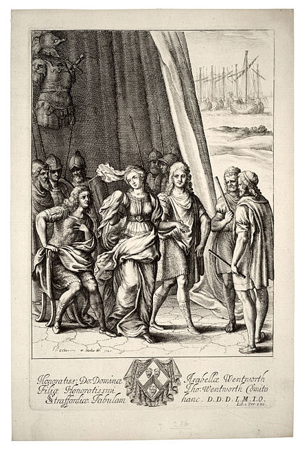 Briseis and Achilles, engraving by Wenceslaus Hollar (1607–1677)