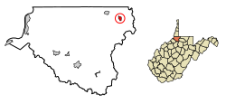 Wetzel County West Virginia Incorporated and Unincorporated areas Hundred Highlighted.svg