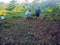 My team and I helping prepare the soil for the community farm.