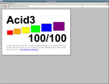xombrero showing the Acid3 test results Xombrero passing Acid3 test.png