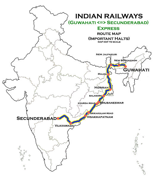 File:(Guwahati - Secunderabad) Express route map.jpg