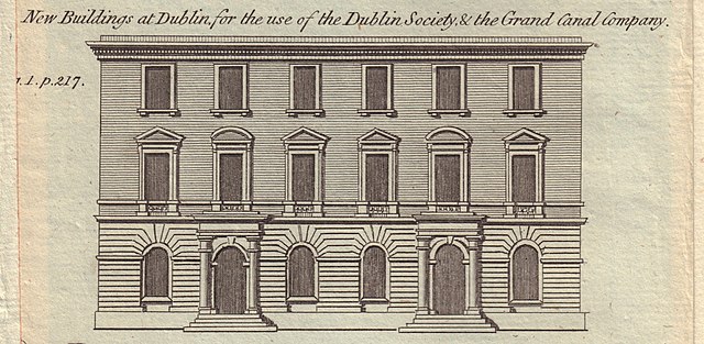 The headquarters at 112 Grafton Street of what was then known as the Dublin Society from its construction in 1767 until it moved to a new larger premi