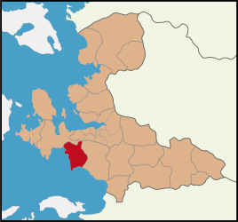 Map showing Seferihisar District in İzmir Province