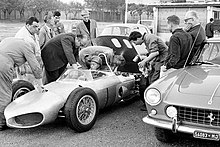 Unlike prior Ferraris, the 156 F1 had its engine behind the driver. 1961 Ferrari 156 F1 Enzo Medardo Carlo.jpg