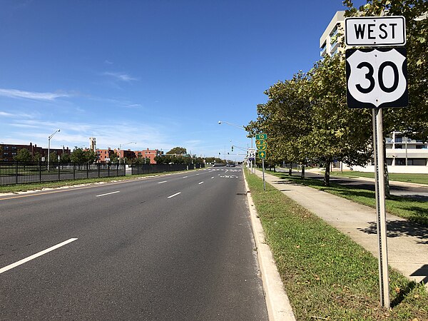 US 30 westbound just west of the eastern terminus in Atlantic City