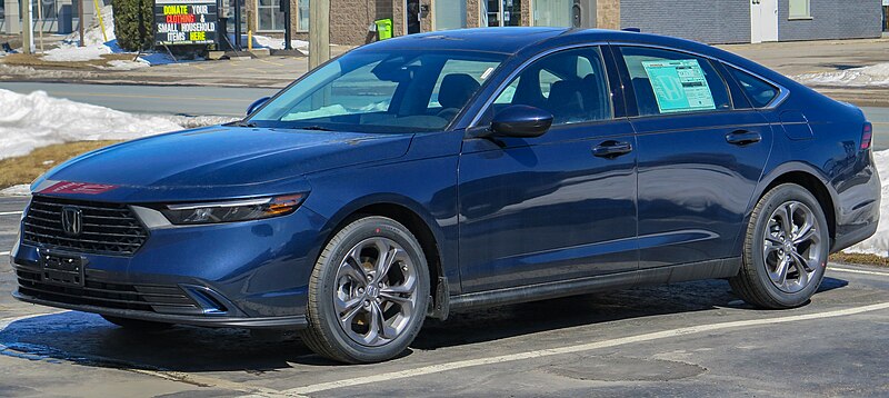 File:2023 Honda Accord EX in Canyon River Blue Metallic, Front Left, 04-07-2023.jpg