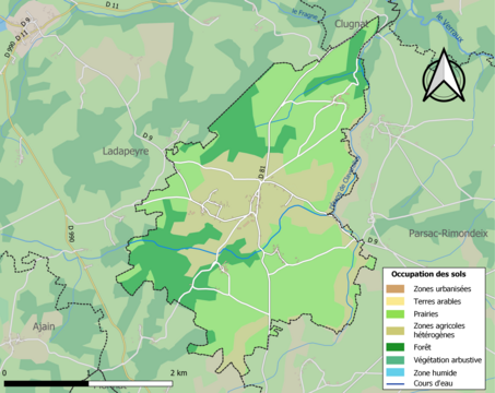 Carte en couleurs présentant l'occupation des sols.