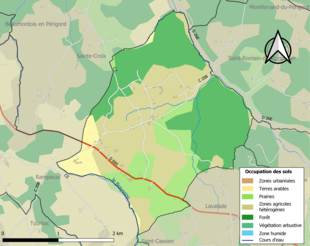 Kolorowa mapa przedstawiająca użytkowanie gruntów.