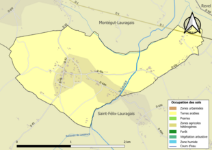 Kolorowa mapa przedstawiająca użytkowanie gruntów.