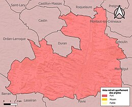 Carte des zones d'aléa retrait-gonflement des sols argileux d'Auch.