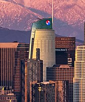 Wilshire Grand Center, built in 2017, is the tallest building in California and in the Western United States. 48 California Willshire Grand (cropped).jpg