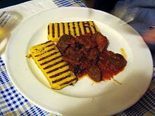 Cavàeo in Umido (traditional horse meat stew from Padua) with grilled polenta