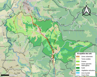 Barevná mapa znázorňující využití půdy.