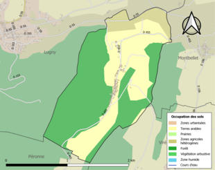 Barevná mapa znázorňující využití půdy.