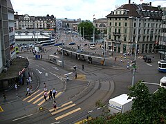 Crosswalk at Zurich tramway Central station