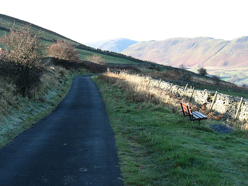 File:A bench on the road to Hopebeck - geograph.org.uk - 2699584.jpg