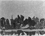 Angler am Ufer / Metare på stranden (1913), pastell (svartvit återgivning), 26×31,4 cm, beslagtagen 1937. Sedan 1964 tillhörig Bayerische Staatsgemäldesammlungen i München.