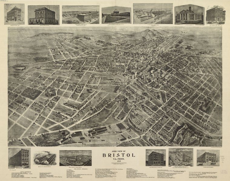 File:Aero view of Bristol, Va.=Tenn. 1912. LOC 75696638.tif