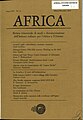 Africa: Rivista trimestrale di studi e documentazione dell'Istituto italiano per l'Africa e l'Oriente, Volume 65, N. 1–4. mars–décembre 2010. Couverture.