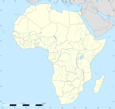 Mapa konturowa Afryki, blisko centrum na lewo znajduje się punkt z opisem „Pałace władców Abomeyu”
