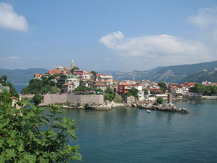 Amasra, Turkey, is located on a small island in the Black Sea.
