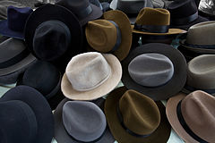 Hat stall in a sunday fair. Amsterdam, The Netherlands