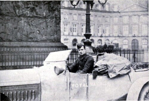 Wilding in his armoured car in Paris in January 1915