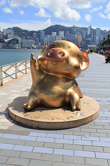 A statue of McDull, a Hong Kongers cartoon character; He is now known throughout East Asia.