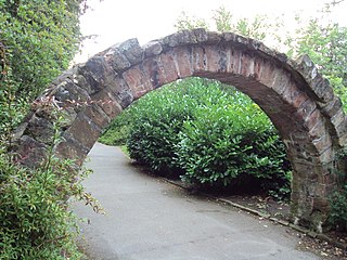 Shipgate sandstone arch standing in Grosvenor Park, Chester, Cheshire, England