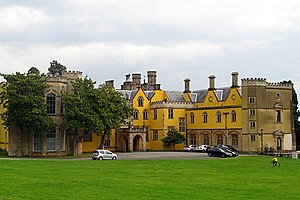 Ashton Court displays a profusion of architectural styles. Here various wings and juxtapositions display Strawberry Hill Gothic to the left, Italian Renaissance windows to the right, a Victorian Porte cochere in the centre, simple Tudor mullion and Gothic tracery windows, plus pseudo-medieval battlements and chaste English Renaissance gables. Ashton Court Mansion in Ashton Court Estate - geograph.org.uk - 570535.jpg