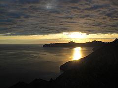 Zonsondergang vanaf Cabo Tiñoso