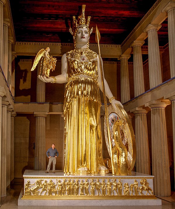 Reproduction of the Athena Parthenos statue at the original size in the Parthenon in Nashville, Tennessee