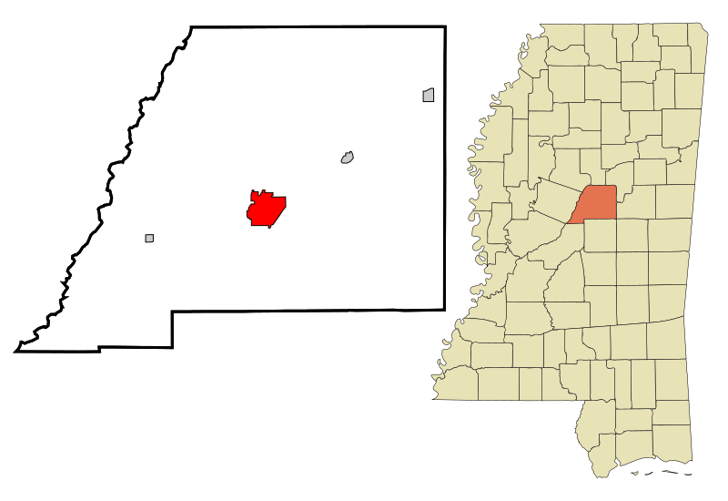 File:Attala County Mississippi Incorporated and Unincorporated areas Kosciusko Highlighted.svg