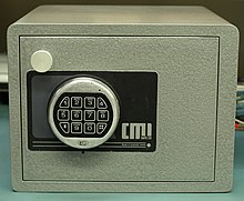 Basic steel safe with an electronic lock. Australian Made CMI H2D Home Safe.JPG