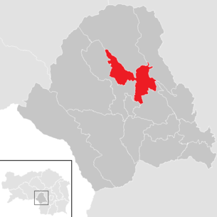 Location of the municipality of Bärnbach in the Voitsberg district (clickable map)