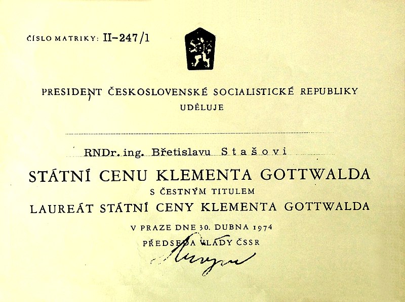 File:Břetislav Staš - Státní cena Klementa Gottwalda.jpg